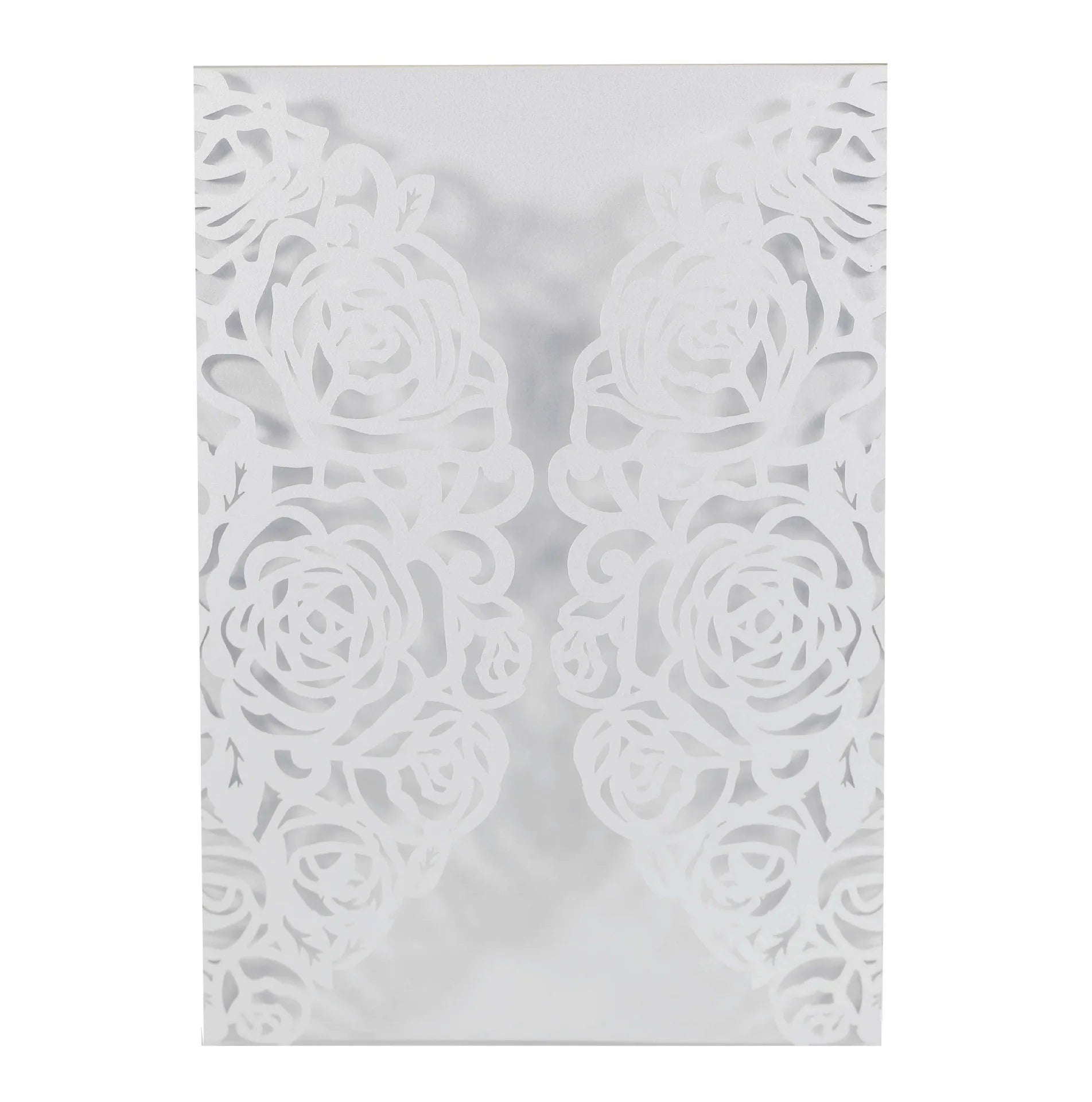 Hot Sale Luxury Wedding Invitations Valentine's Day Glitter Silver Folder White Rose UV Printed Eco-Friendly Custom Made Paper