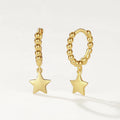 Nagosa High Polish 925 Sterling Silver 18k Gold Vermeil Star Dangle Hoop Earrings