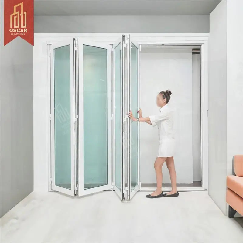 Ium Glass Folding Doors 2 in 1 Space Saving Design Easy Installation Modern Stylish Terrace Bathroom House Interior Folding Door