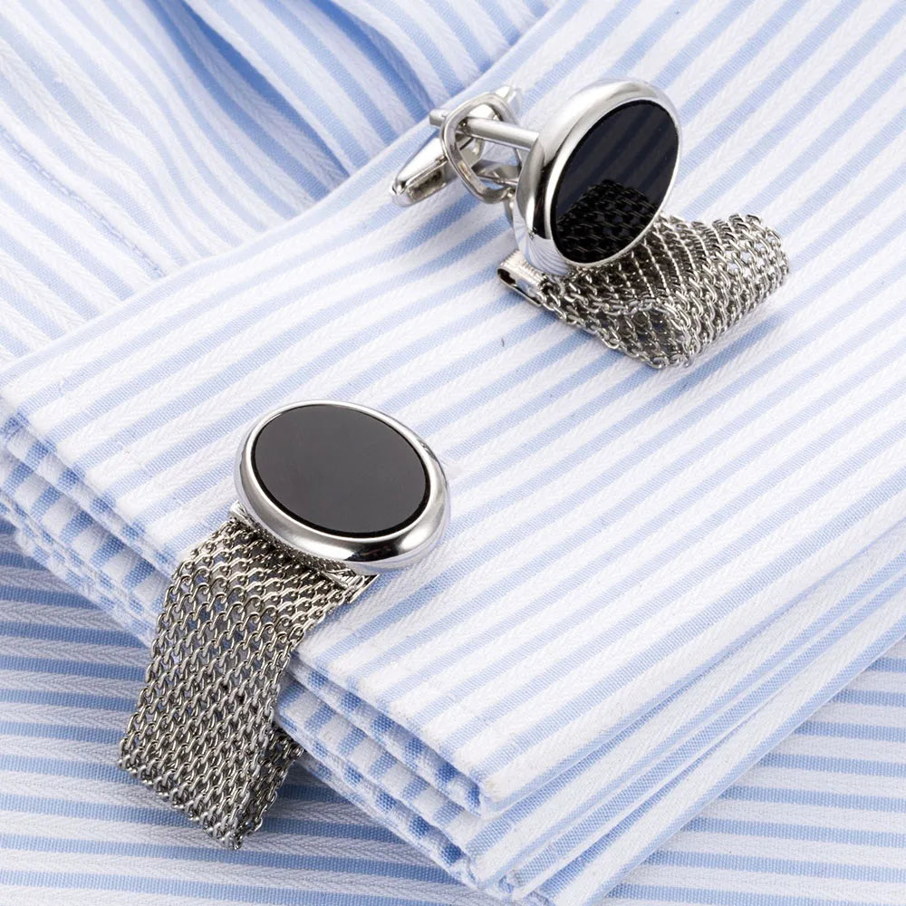 Wholesale Agate Stone Chain Premium Cufflinks Custom Mens Formal Suit Shirt Fashion Accessory Wedding Tuxedo Trendy Jewelry Gift