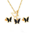 Europe and the United States Do Not Fade Elegant Temperament Two-piece 18k Earrings butterfly Necklace Set Jewelry