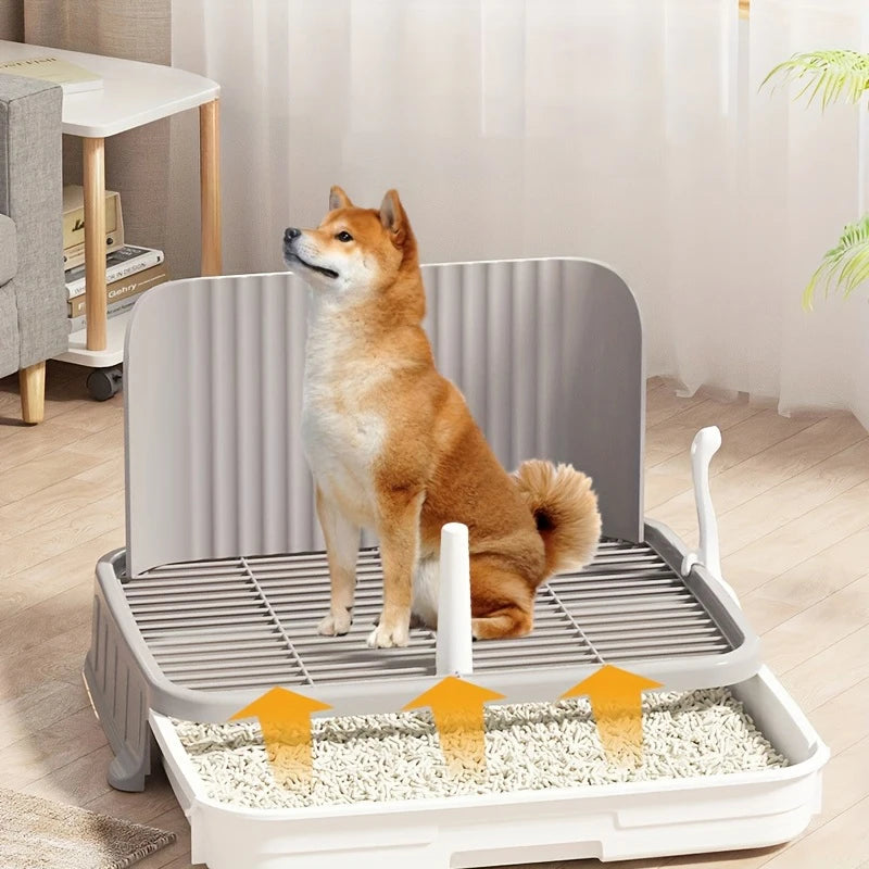 Leak-Proof Dog Potty Trainer with Rail for Small Dogs Durable Easy Clean Dog Toilet with Splash Guard Pull-Out Tray Potty Toilet