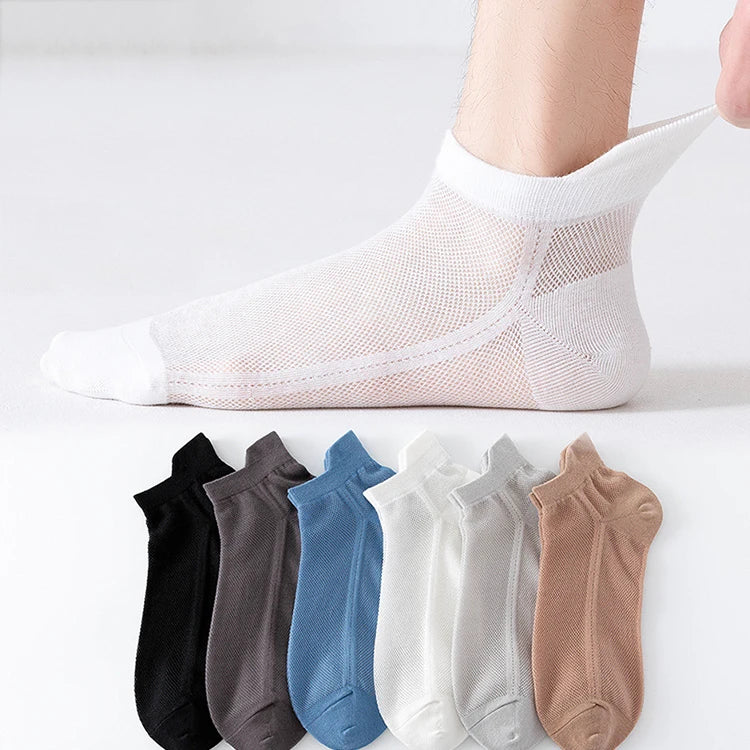 White Socks Thin Summer Sweat-Absorbing Fashionable Ear Lifting Mesh Breathable Men'S Sports Socks