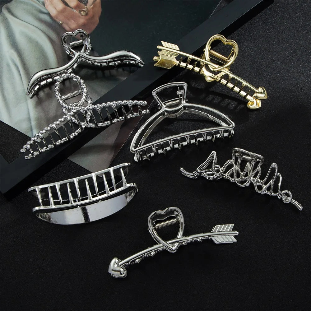 VKME Large Fashion Simple Hollow Heart Arrow Design Big Clip for Women Jewelry