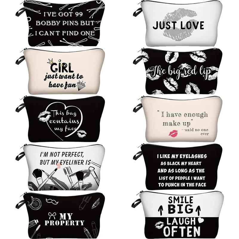 Logo Canvas Make up Cosmetic Bag Bridesmaid Makeup Brushes Bags Print Zipper Bag Zipper Pouch Customized Fashion Zipper Handbags