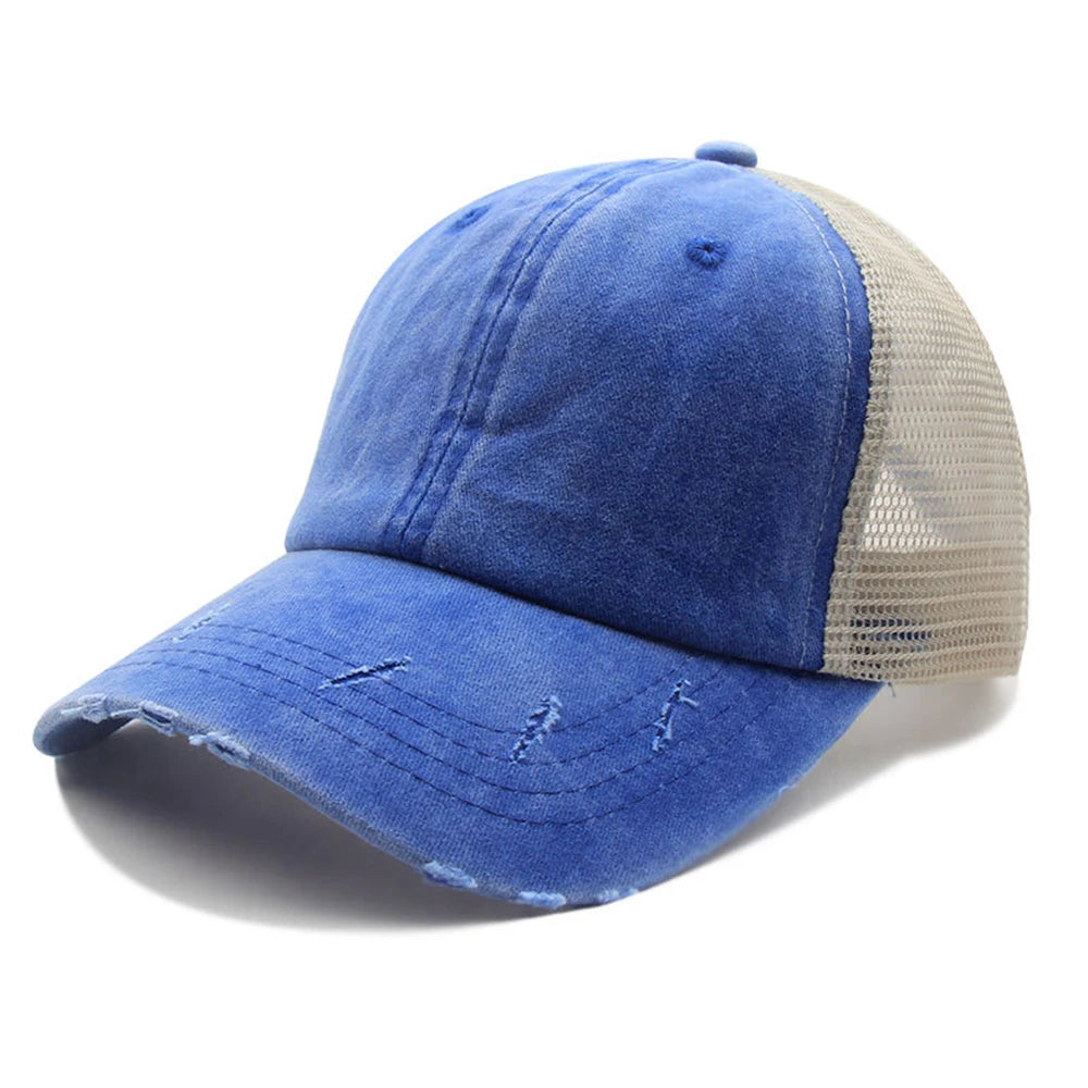 Solid Spring Summer Women Ponytail Baseball Cap Fashion Hats Men Baseball Cap Cotton Outdoor Simple Vintage Visor Casual Cap