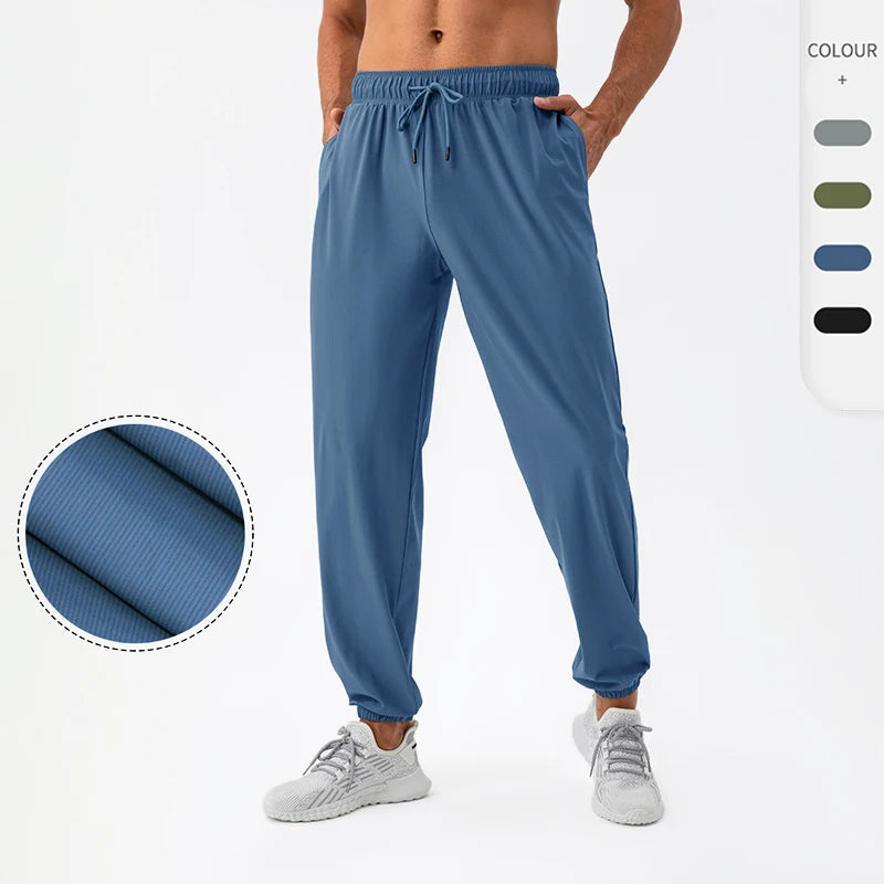 Sweatpants Manufacturers Men's Custom Logo Elastic Waist Polyester Spandex Sports Pants Lightweight Trackpants
