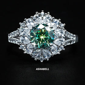 Luxury 925 Silver 5A Zircon Inlay Vvs1 D Color 1CT White Moissanite Snowflake Ring for Women Engagement Wedding Bands or Rings