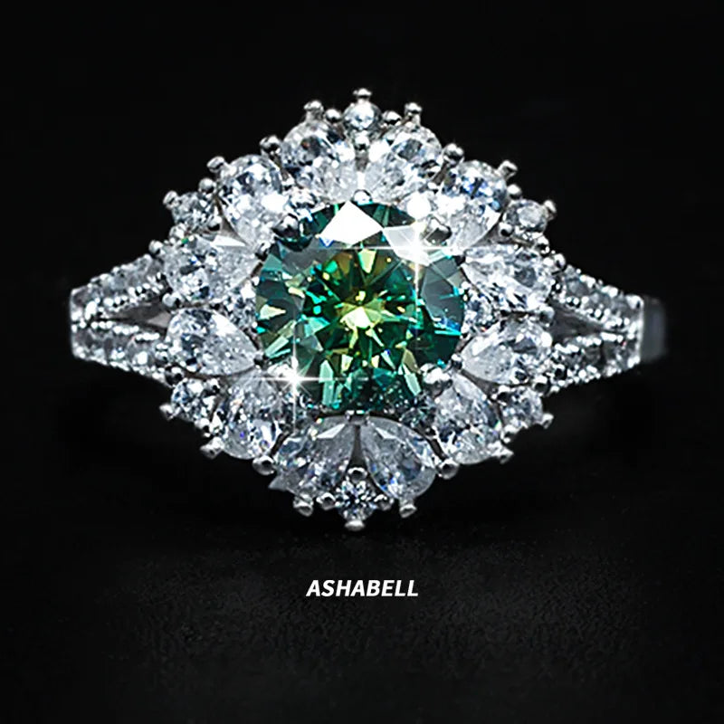 Luxury 925 Silver 5A Zircon Inlay Vvs1 D Color 1CT White Moissanite Snowflake Ring for Women Engagement Wedding Bands or Rings