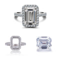 Starsgem Fine Jewelry 14K Soild White Gold Emerald Cut Lab Grown Diamond Moissanite Wedding Engagement Ring