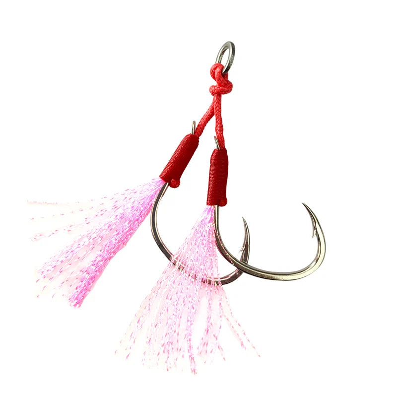 TEASER HK004 Shore Fishing Double Fish Hook Cheap Jig Lure Hook Bulk Fishing Jigging Assist Hooks