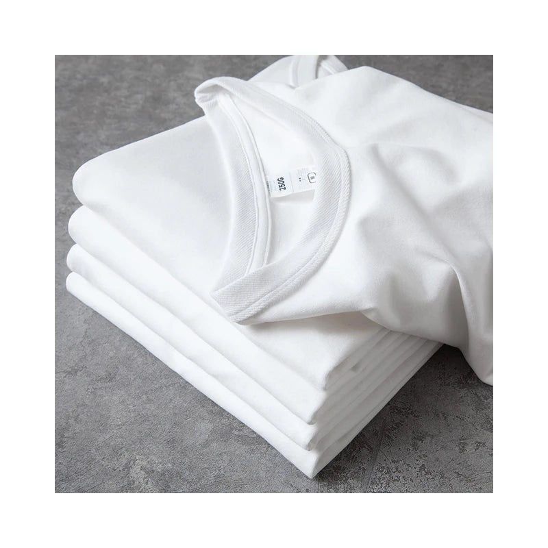 Couples Regular Fit Summer Round Neck Cotton T-shirts With Custom Logo 250g Unisex Plain Soft Cotton T-shirt