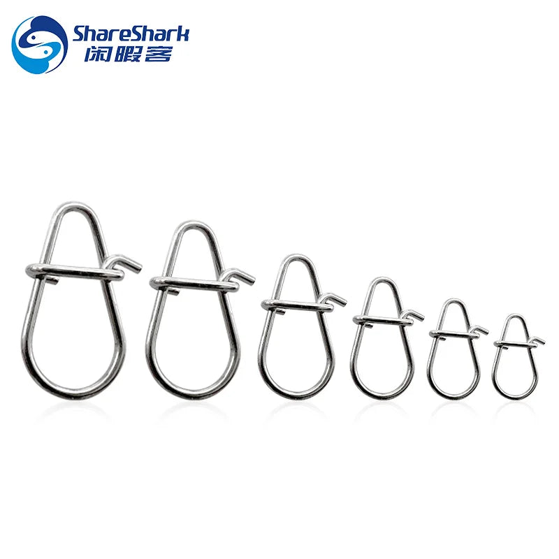 100pcs/bag Fishing Hooked Snap Pin 304 Stainless Steel Fishing Barrel Swivel Lure Connector Accessories Pesca