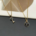 Fast Shipping 2 Pcs Stainless Steel Fashion Luxury Key Lock Heart Couple Necklace for Women