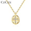 CZCITY Necklace Chain Gold 925 Sterling Silver Plated Jewelry Woman Charm Trendy Minimalist Coin Pendant