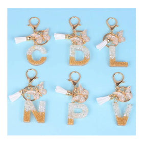 Factory Wholesale Butterfly Tassel Letter Pendant Keychain for Girls Student Bag Gift Hangings