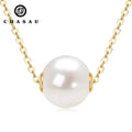 Simple Style 925 Silver Pearl Chain Necklace Pendent 8-8.5mm Round Natural Cultured Freshwater White Pearl Pendant Necklace