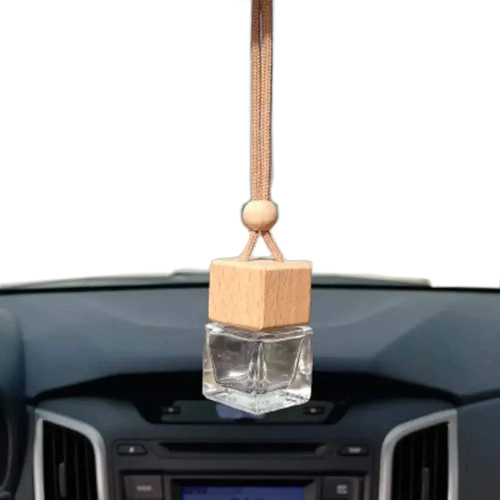 10ml Car Air Freshener Diffuser Car Essential Oil Hanging Bottle with Wooden Cap Empty Glass Perfume Aroma Diffuser Bottles