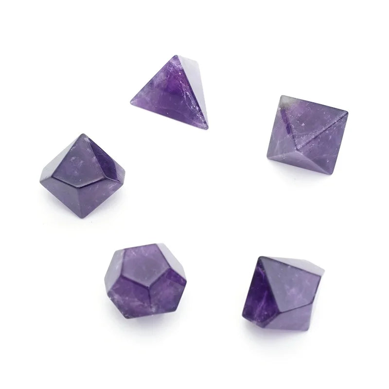 HZ Semi-Precious Stone Crystal DnD Board Game Burst Dice with Engraving for Role-Playing Polyhedral Dice Set Amethyst Dice