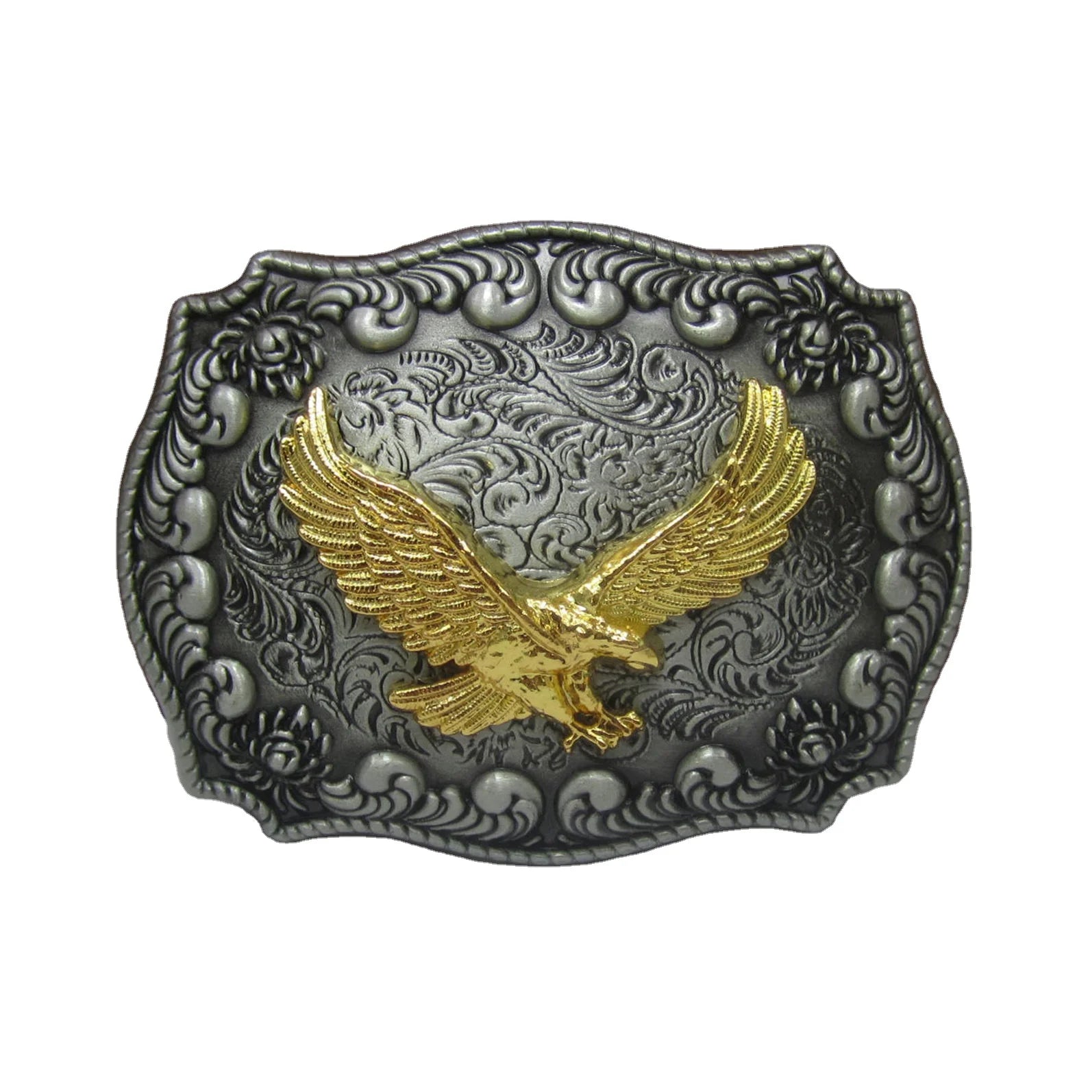 Wholesale Custom Men's Western Cowboy Logo Metal Belt for Buckle Custom Zinc Alloy Eagle Design