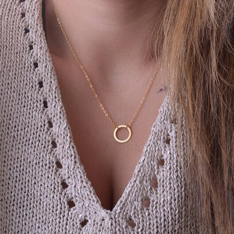 Brand Temperament Collarbone Chain Necklace  Hot Style Personality Contracted Circle Necklace Choker Chain Necklace