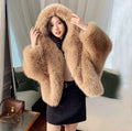 Custom Thick Vintage Hooded Casual Woven Breathable Faux Fox Fur Women's Winter Coat