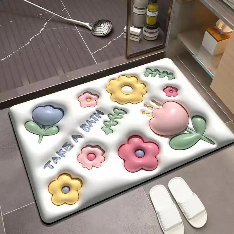 3d 5d Bathroom Rugs Mats Water Absorbent Non-slip Mat Used in Bathroom Shower Room Diatomite Bath Mat