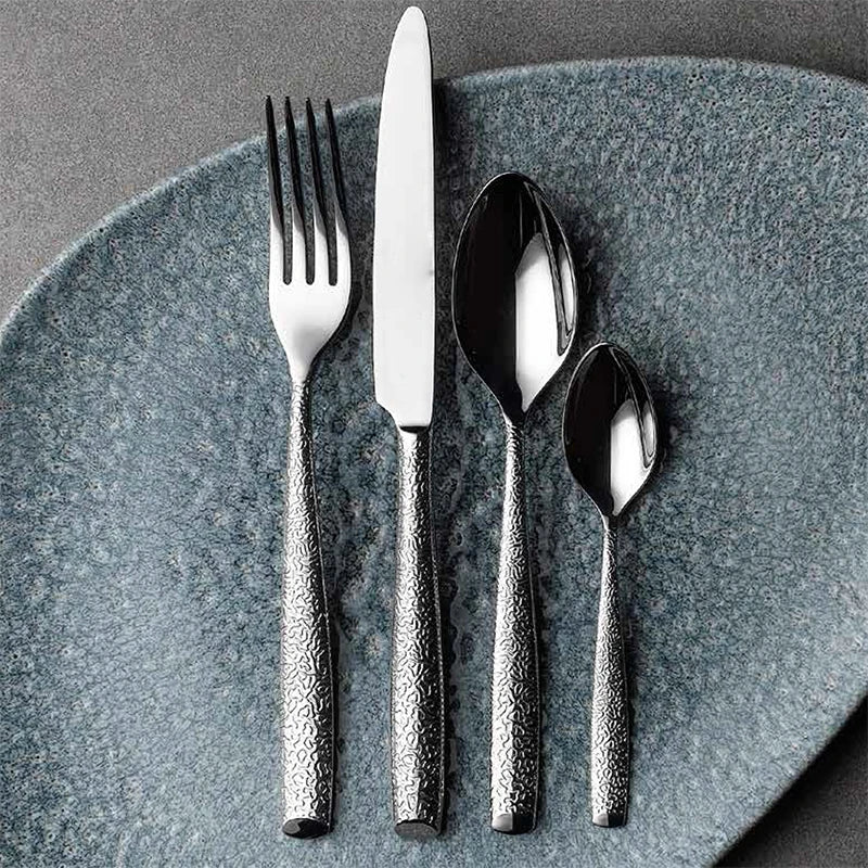 Wholesale Quality Black Stainless Steel Spoon Long-handled Stainless Steel Cutlery Set for Serving Food