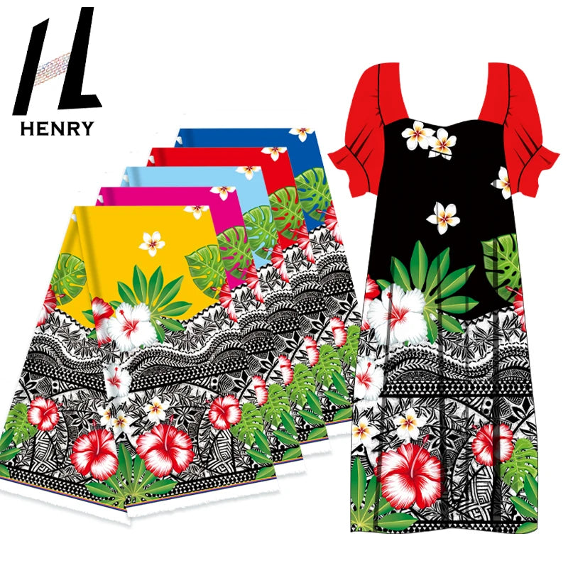 Polynesian Newest Design 100% Polyester Egg Flower Print Fabric for Samoan Tribal Skirts