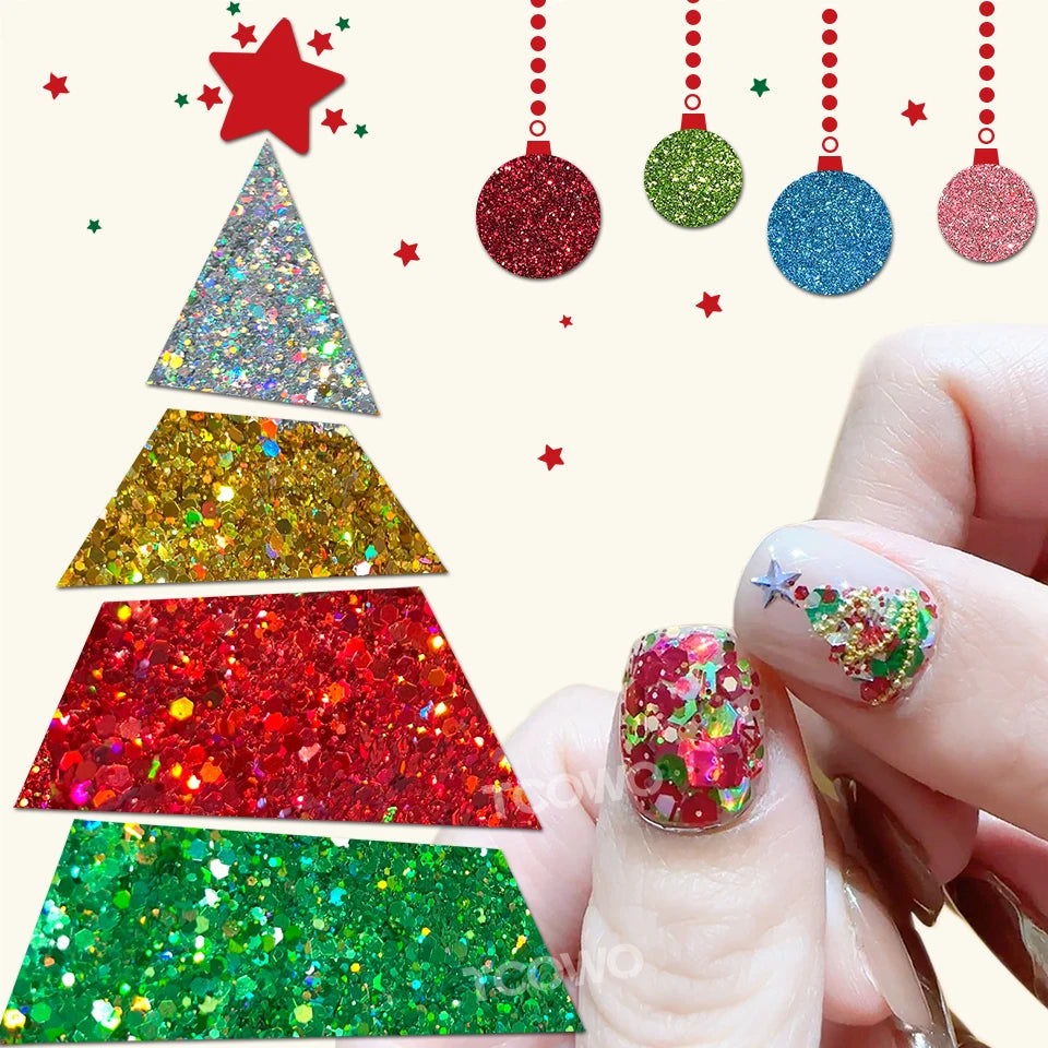 Christmas Wholesale Bulk Mix Glitter Christmas Chunky Glitter for Resin Craft Cosmetic Art Ornament