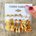 2022 Hot Glamorous Women's Gold Plated Alloy Earrings Irregular Flower Shape 6 Sets for Wedding or Gift