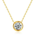 Bling Jewelry Moissanite Womens Solitaire CZ Bezel Pendant Necklace Gold Plated Sterling Silver S925 for Women