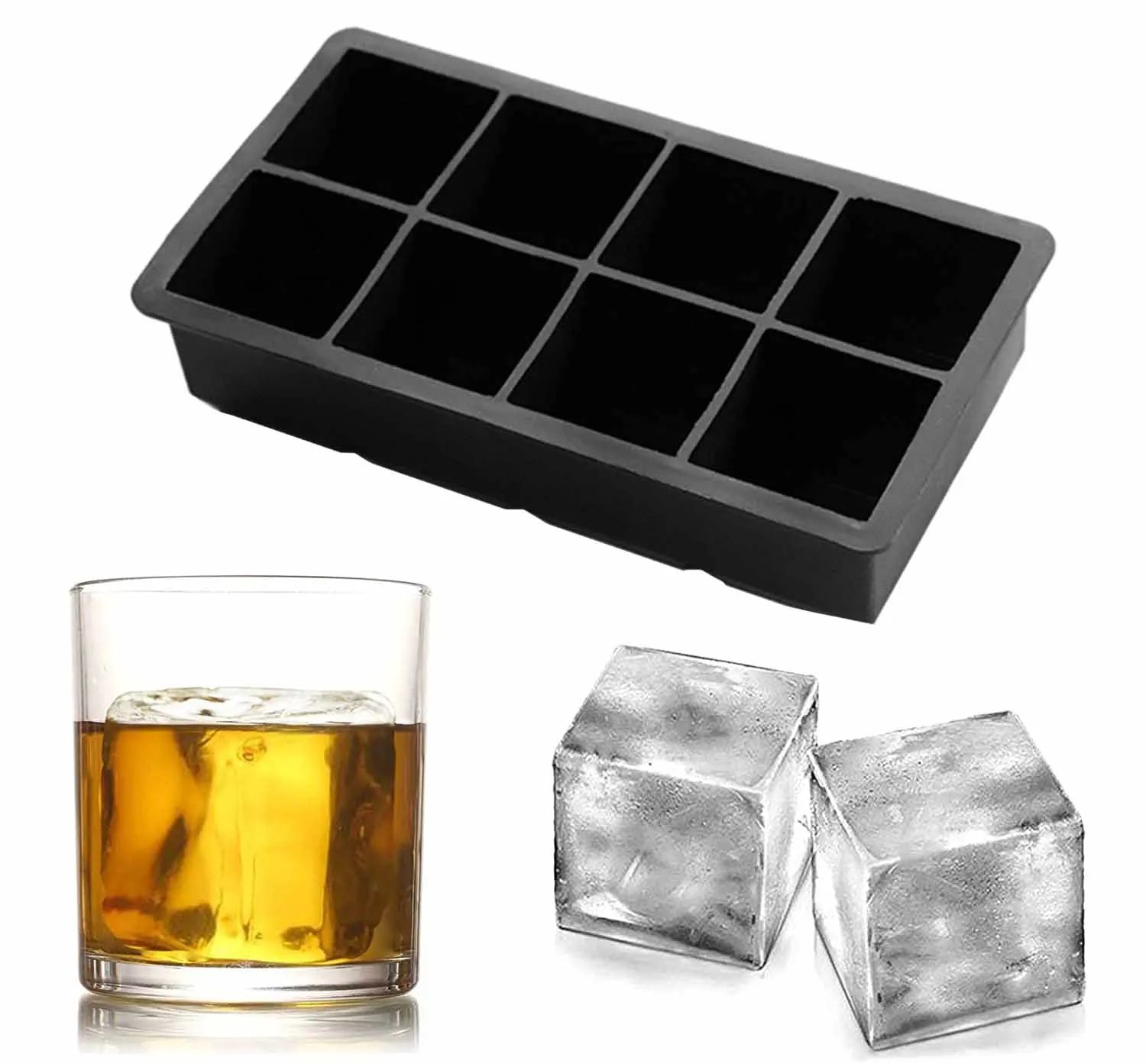 Easy Release 8-Hole Square Silicone Ice Cube Tray Mold Multifunctional Eco-Friendly Cold Drink Whisky & Fruit Juice Kitchen Tool