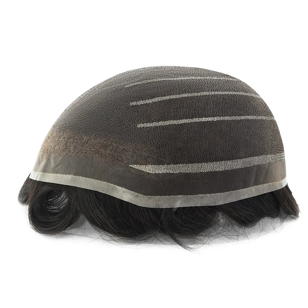 Fine Welded Lace Human Hair  Hair Replacement Toupee for Men