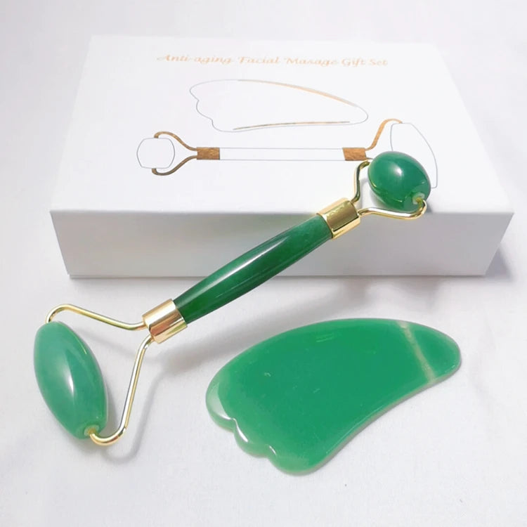 DIY DIY Pretty design Jade Roller For Face Facial with box green aventurine roller HY