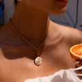 J&D Resin Floral Necklace 18K Gold Plated Stainless Steel Accent Adjustable Boho Jewelry Hypoallergenic Gift