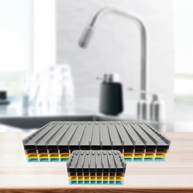 Factory Wholesale Bowl Cup Faucet Absorbent Mat Kitchen Drain Rack Silicone Dish Sink Drain Rack Silicone Faucet Mat