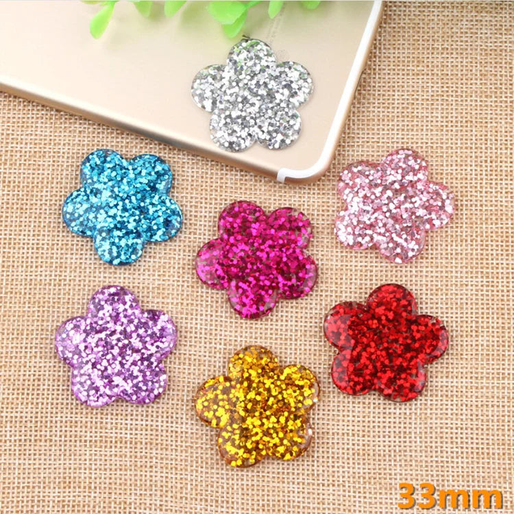Resin Bling Glitter Flower Large Size Cabochon Flat Back Decoration Crafts Embellishments for Scrap Booking Diy Accessories