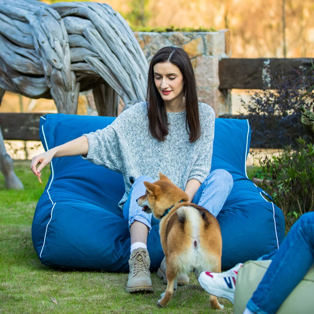 LUCKYSAC Garden Waterproof Beanbag Chairs Refill Sofa Bed One Seat Two Seat Indoor Outdoor Reclining Lounge