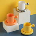 Hot Sale Ins Style Design Creative Vitality Egg Yolk Ceramic Mug with Lid Set Custom logo Couple Mug
