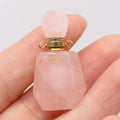 Hongzhuo Natural Gemstone Crystal Rose Quartz Perfume Bottle Necklace