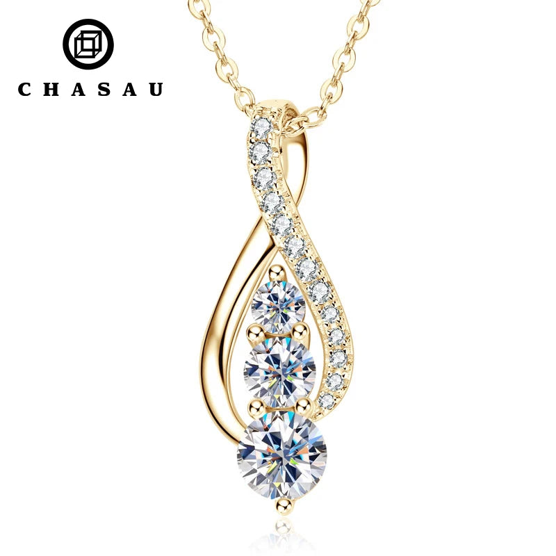 Fashion Sterling Silver Round 5mm&4mm&3mm S925 1ct VVS Full Moissanite Infinity Classic Engagement Pendant Necklace for Women MegaBDM