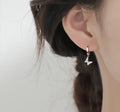 2023 New Fashion Silver Plated Butterfly Hoop Earrings Female Cute Dainty Inlaid Zircon Butterfly Hoop Earrings