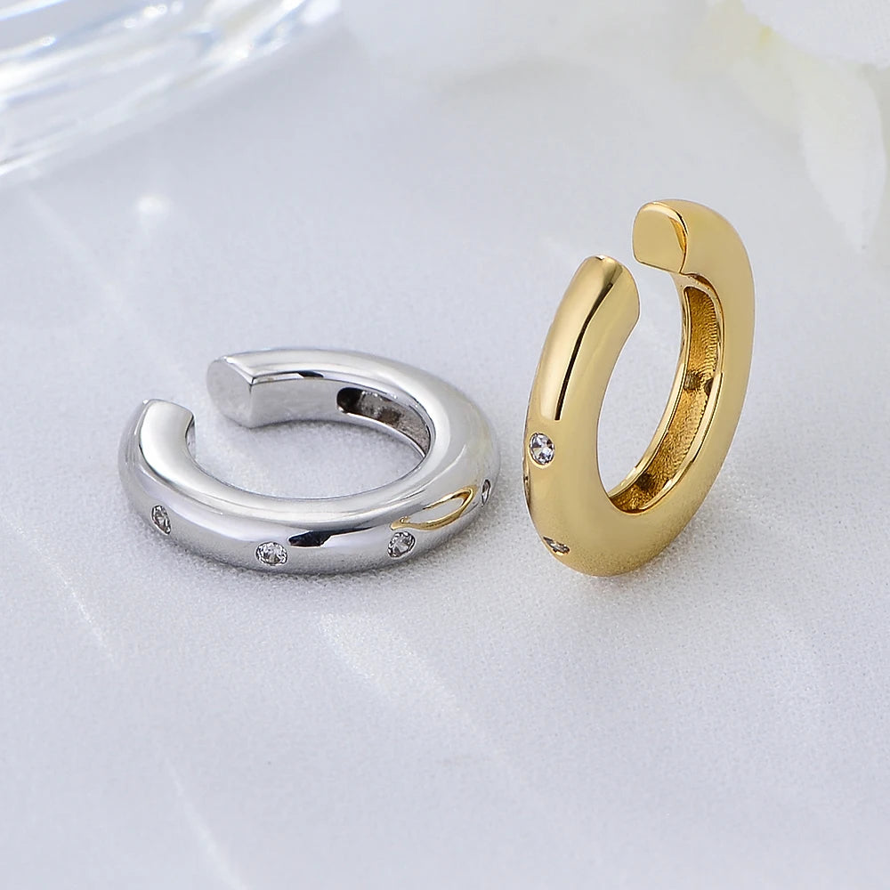 Jewelry Vendors Minimalist Eternity Cz Psj Brass 18K Gold Plated Cubic Zircon Single Huggies Earrings for Women Girls