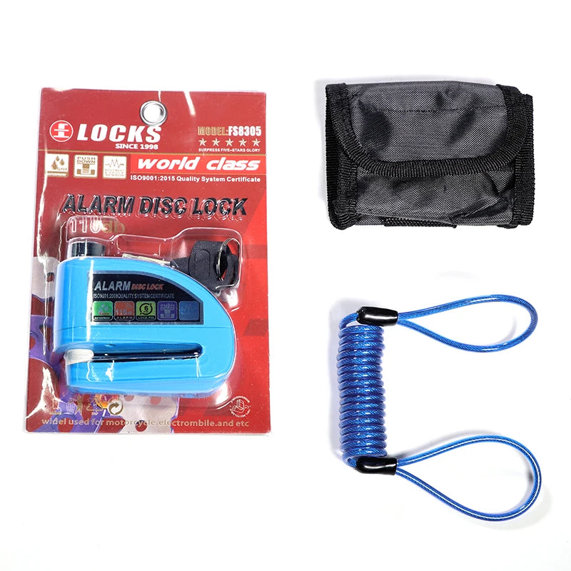 New Image Steel Waterproof Motorcycle Alarm Security Anti-theft Disc Brake Lock with Bag and Cable for Scooter/Bike