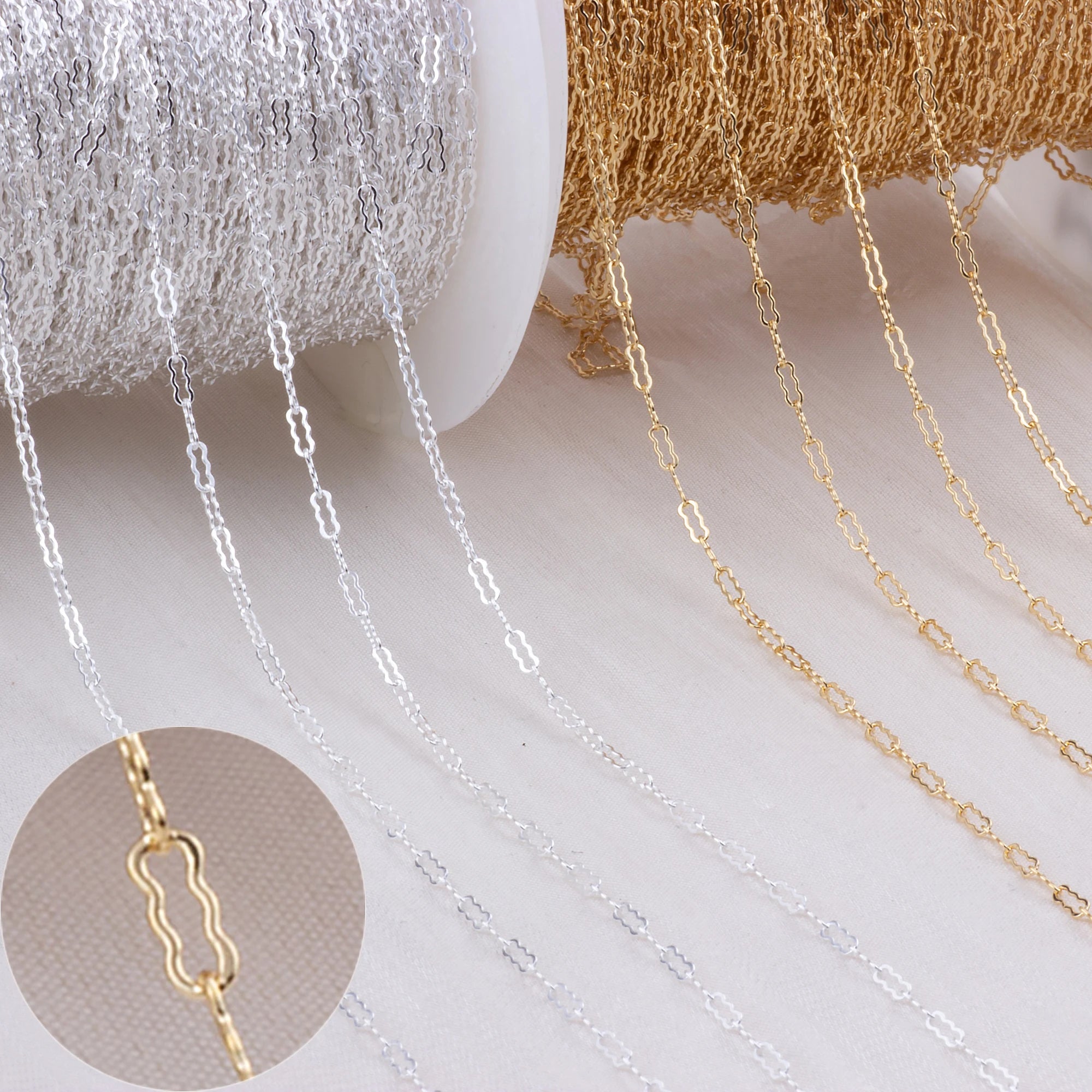 Real 14K Gold Filled Krinkle Chain 1.4MM Chain Necklace Gold Jewelry Minimalist Gold Filled Chain DIY Jewelry