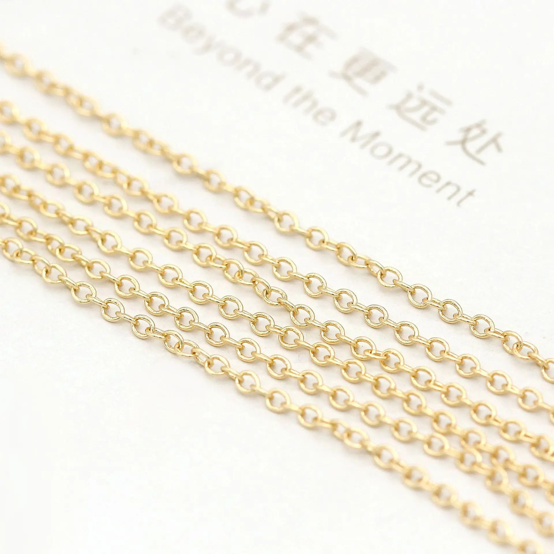 New High Quality Jewelry Material O-shaped 14K Gold Plated 2mm Brass Chain for Necklace Bracelet Making Accessories