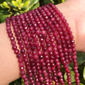 Small Size Tiny Beads 2/3/4mm Faceted Rubys Stone Spacer Beads for Jewelry Making DIY