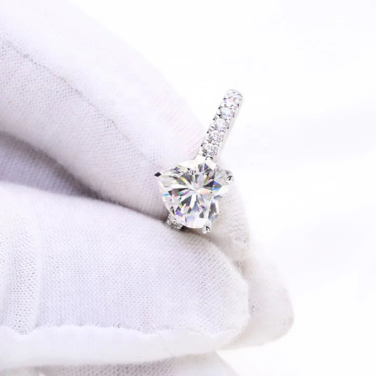 3 Carat Gold Moissanite Ring 18K Solid White Gold Jewelry Heart Cut Moissanite Engagement Ring for Women Wedding Gift
