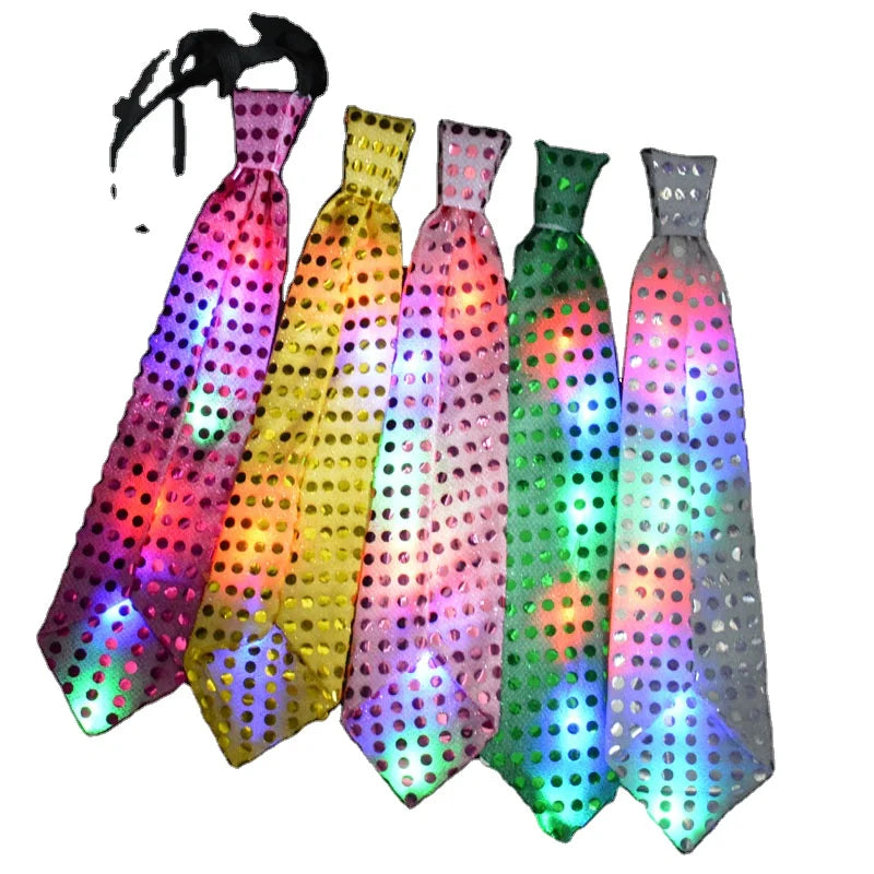 Female Male Glow Tie Light up Toy Blinking Led Bowtie Party  Gift Bar Necktie   Cosplay Birthday Wedding Decoration